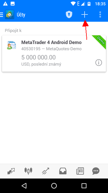 Aplikace MetaTrader (Android) - Účty